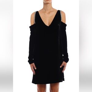 Alexander McQueen Black Velvet Dress with Rhinestone Accents